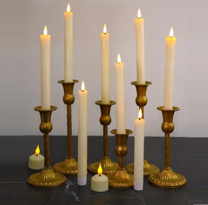 LED Rechargeable Taper Candle Lights with charging base and remote control function (6pcs Set)