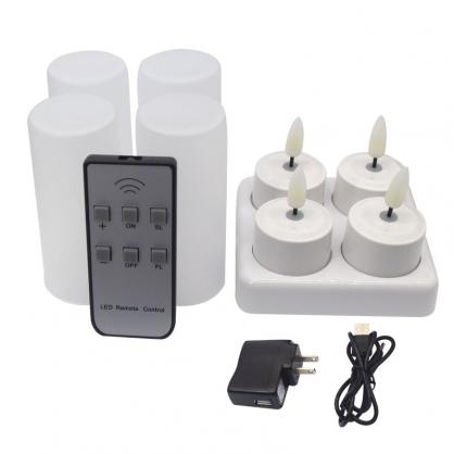 Remote Control Rechargeable LED Candle Tea Lights (Set of 4) - Flameless LED Candles - Vivid Flickering Like Real Candles,Battery Operated/Powered Candles,No Wax No Mess, No Fire Risk