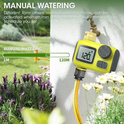 Sprinkler timer, garden hose water timer with brass rotation, 3 planned watering hose timers, automatic irrigation timer with child lock, cycle plan, rainfall delay, outdoor hose timer