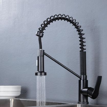 H66cm Kitchen Faucet with Pull Down Sprayer, Two Water Outlet Modes, Spring Single Handle Faucet for Kitchen Sink, 360-degree Rotation, SUS304 Food Grade Stainless Steel, Brushed Nickel