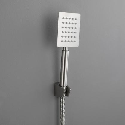 Brushed Nickel Wall Mount Shower Faucet Set (SUS304 Stainless Steel, Square Shower-head, Bathroom Rainfall Shower System, Shower Trim Kit)