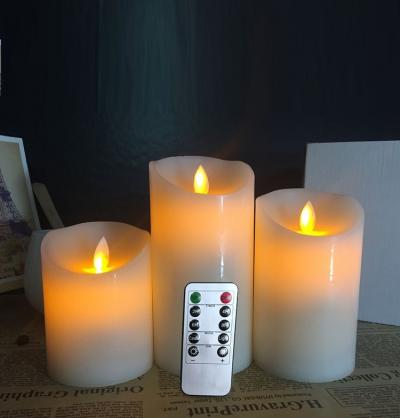 Φ7.5cm LED Flameless Wax Candles (3PCS SET) - Battery Operated Electric LED Pillar Candles with Remote Control Cycling 24 Hours Timer - Real Wax, 3D Wick, Realistic Flickering, Vivid Christmas/Festival/Party Decorative Candle Sets