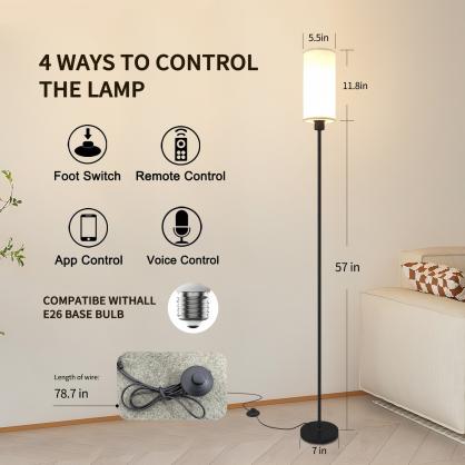 RGBW Multifuntional & Dimmable LED Smart Floor Lamp with Remote Control,Compatible with Alexa, Google Home, 57