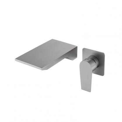 SUS304 Stainless Steel Wall Mounted Bathtub/Washbasin Faucet with waterfall effect wide water outlet, Single Handle for Hot and Cold Water Adjustment