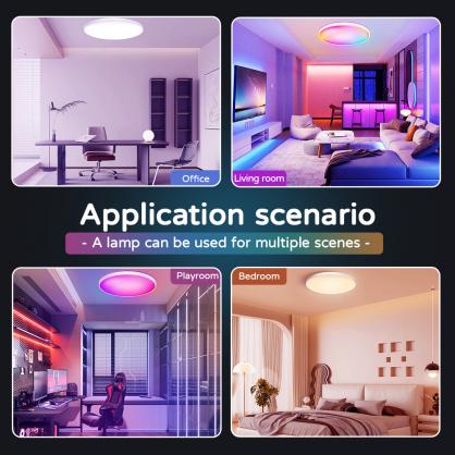 30W 12in RGB WiFi+Ble+2.4G Smart Flush Mount Ceiling Light Fixture, 2200lm, 2700K-6500K Dimmable, RGB Color Changing, Compatible with Alexa Google, for Bedroom Living Room Hallway Nursery (RGB)
