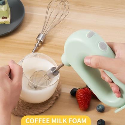 USB Rechargable Handheld Egg Beate,MINI Household Cordless Electric Hand Mixer with 2 Detachable Stir Whisks 4 Speed Modes,Baking At Home for Kitchen,Lightweight Portable