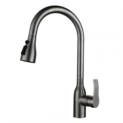 Kitchen Sink Faucets with Pull Down Sprayer (Height 45cm, SUS 304 Stainless Steel,3 Water Outlet Modes), Single Handle High Arc Pull Down Kitchen Faucet