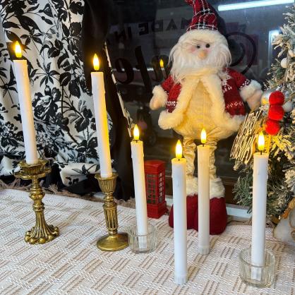 LED Flameless Taper Candles with USB Cable (6PCS Pack), 50+ Hours Lasting, Flameless Candlesticks for Festivals & Home Decoration, Rechargeable Batteries or AAA Batteries Operated Version For Your Options