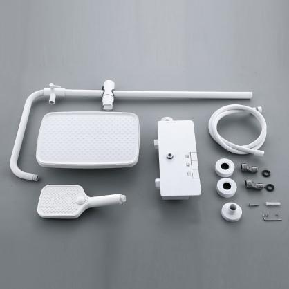 Wall Mount Shower Faucet Set (SUS304 Stainless Steel, Square Shower-head, Bathroom Rainfall Shower System, Shower Trim Kit)