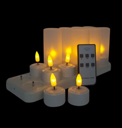 Remote Control Rechargeable LED Candle Lights (Set of 12), 30+ Lasting Hours, Flameless LED Tea Lights - Flickering Amber,Battery Operated/Powered Candles,No Wax No Mess, No Fire Risk, Windproof, Portable