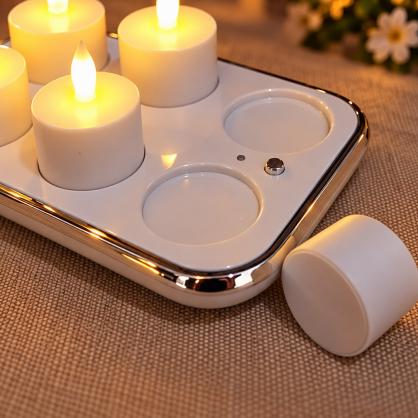 Inductive Rechargeable LED Candle TeaLight (6PCS SET) - Wireless Indudction Flameless LED Candle Lights - Flickering Amber,Battery Operated/Powered Candles,No Wax No Mess, No Fire Risk