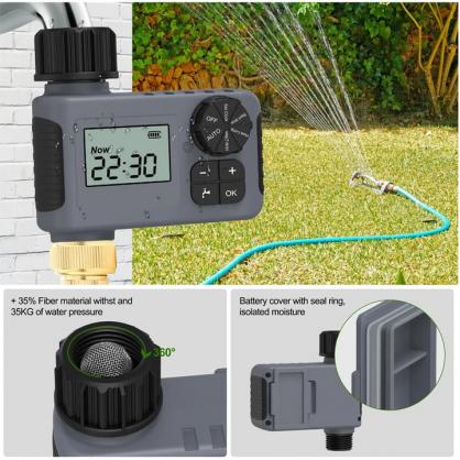 Outdoor garden faucet timer, programmable water spray timer, with rainwater delay/manual/automatic drip irrigation and courtyard lawn watering system, 1 outlet