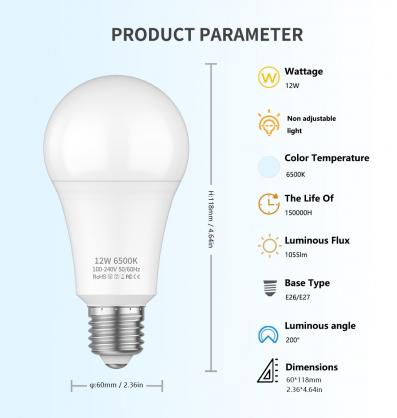 12W LED Bulb,1055ml, E26/E27/B22 & 3000K/4500K/6500K Optional, Energy Saving