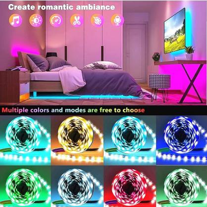 WIFI & Bluetooth Smart LED Strip Lights (IP20 Indoor Use), RGB Dimmable Color Changing Lights Strip with APP Control or 44-Key IR Remote Controller, Self-Adhesive Flexible 12V Bright LED Tape Light Kit for Home Party Holiday