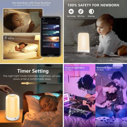 5W LED Smart Bluetooth Dimming Mood Light, RGB Color Change, 3600mA Rechargeable Battery Touch Music Atmosphere Light, Mother and Baby Night Light Desk Light
