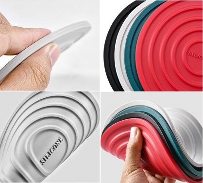 Heat Resistant Silicone Mats With Acrylic Holder (4PCS SET), Multipurpose Non-Slip Hot Pads for Kitchen Potholders, Hot Dishers, Jar Opener, Spoon Holder, Food Grade Silicone & BPA Free