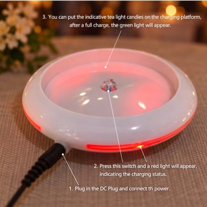 Inductive Rechargeable LED Candles (4PCS Set), Wireless Induction Flameless Flickering Tea Lights, Warm White Color, Battery Operated/Powered Electric Candles,No Wax No Mess, No Fire Risk, Windproof