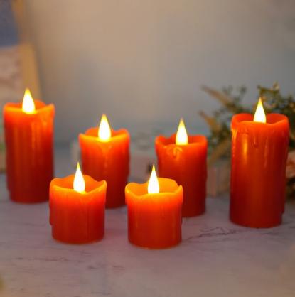 Φ5.0cm Battery Operated Electronic LED WAX Tealight Candle Set (6 Pack)