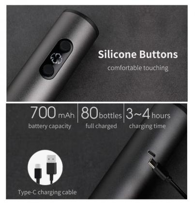 Electric Wine Opener Rechargeable, USB Wine Bottle Opener 4-in-1 Gift Set , Cordless Automatic Corkscrew Includes Foil Cutter, Vacuum Stoppers, Wine Aerator Pourer For Wine Lovers