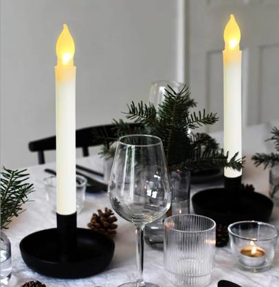 Φ1.9cm x H21.5cm LED Taper Candles Lights With Remote Control & Timer Function (12PCS Pack), Operated by 3 x AA Batteries (Not Included), Lighting up to 150 hours, Flameless Candlesticks with Flickering Flame, No fire risk and messy dripping wax