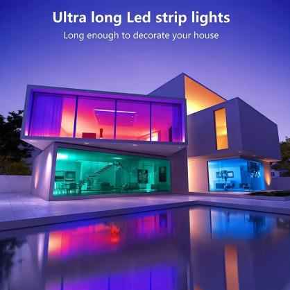 WIFI & Bluetooth Smart LED Strip Lights (IP20 Indoor Use), RGB Dimmable Color Changing Lights Strip with APP Control or 44-Key IR Remote Controller, Self-Adhesive Flexible 12V Bright LED Tape Light Kit for Home Party Holiday