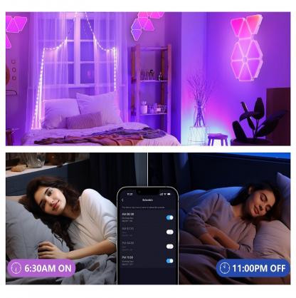 LED Triangle Light Panels (3/6/10 PACK Optional), RGB Wall Light 24-Key Remote Controlleror Wifi App or Bluetooth Remote Control, Multicolor Effects Music Sync DIY Smart Panel Modular Gaming Light for Music for Room Bar Decor Gaming Setup