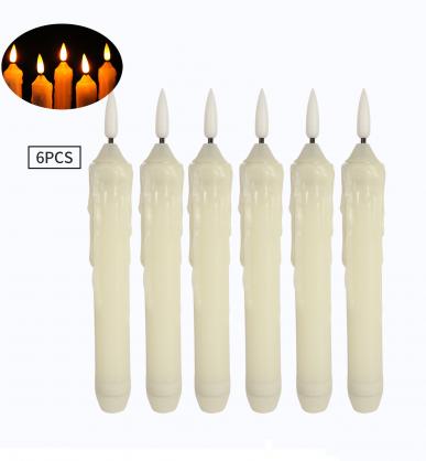 Φ2.0cm * H15.8cm LED Taper Candles Lights (Optional 6PCS/12PCS Pack), 2 x AA Batteries Operated (Not Included), Flameless Candlesticks with Flickering Flame, Lighting up to 150 hours, No fire risk and messy dripping wax or stained tablecloths, Safe for Kids & Pets, Idea Decoration for home parties, Halloween, Christmas, Wedding etc.