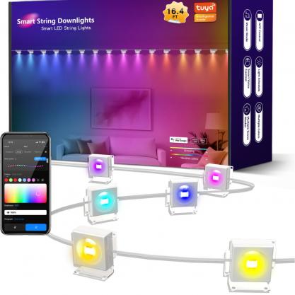 LED Smart String Downlights (Indoor Use), LED String Lights Works with Alexa, RGBIC Color Changing Indoor Wall Light Fixture for Party, Music Sync