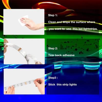 Bluetooth Smart LED Strip Lights (IP20 Indoor Use), RGB Dimmable Color Changing Lights Strip with APP Control or 44-Key IR Remote Controller , Self-Adhesive Flexible 12V Bright LED Tape Light Kit for Home Party Holiday