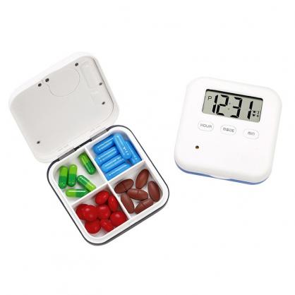 Digital Alarm Pill Box, 4 Large Compartment Pill Box, Large Capacity Medicine Organizer for Vitamins, Supplements, Electronic Pill Dispenser - Blocking Out The Sun and Sealing Design