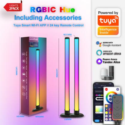 RGBIC LED Light Bars, 15 Inches TV Backlight with Double Light Beads, Smart Light Bars with Multiple Placement Options Suitable for 45-70 inch TVs (Optional