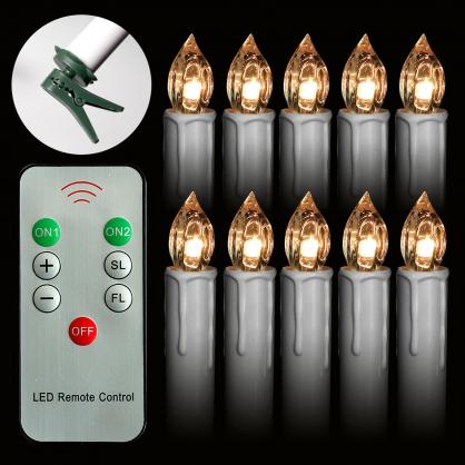 LED Flameless Taper Candles with Remote Control and Removable Clips,Flickering 4 Inches Birthday Candles,Set of 10 Warm White Candle for Christmas, Chandelier, Mini Wedding Taper Candles