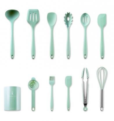 Kitchen Utensils Set-12 Pieces Silicone Cooking Utensils Set (Dishwasher Safe) 392°F Heat Resistant Spatula Set,Kitchen Utensil Set for Nonstick Cookware,Best Kitchen Tools with Holder(BPA Free)