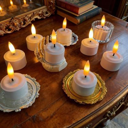 Remote Control Rechargeable LED Candle Lights (Set of 12), 30+ Lasting Hours, Flameless LED Tea Lights - Flickering Amber,Battery Operated/Powered Candles,No Wax No Mess, No Fire Risk, Windproof, Portable