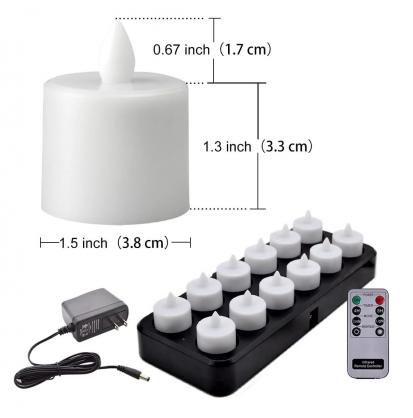 Inductive Rechargeable LED Tealight Candles (12PCS Set) - Flameless Electronic Candle Lights with 8-keys Timer Remote Controller