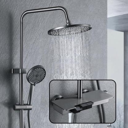 Wall Mount Shower Faucet Set (SUS304 Stainless Steel, Square Shower-head, Bathroom Rainfall Shower System, Shower Trim Kit)