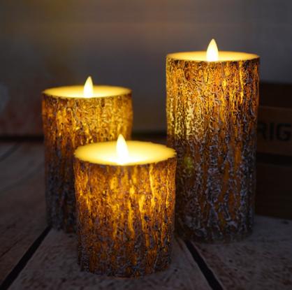 Φ7.5cm LED Flameless Candles (3PCS SET) - Battery Operated Electric LED Pillar Candles with Remote Control Cycling 24 Hours Timer - Pine Effect, Real Wax, 3D Wick, Realistic Flickering, Vivid Christmas/Festival/Party Decorative Candle Sets