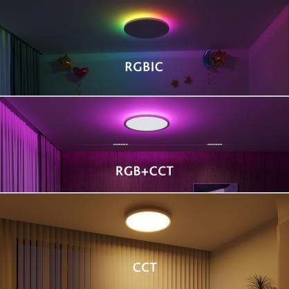 30W LED Smart Ceiling Light Fixture with Remote Control, WIFI Bluetooth RGBIC+CCT Function, 2700K-6500K, Diameter 30cm Modern Ultra-Thin Round Ceiling Light for Bedroom Kitchen Living Room Hallway