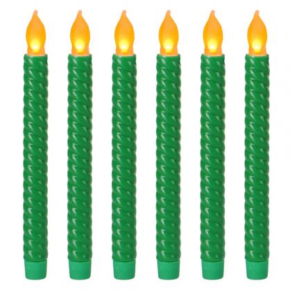 Φ2.2cm * H25cm Battery Operated LED Taper Candles Lights (6PCS Pack), Operated by 3 x AA Batteries (Not Included), Lighting up to 150 hours, Flameless Candlesticks with Flickering Flame