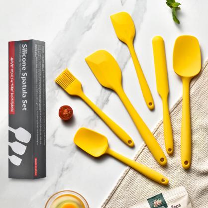 Silicon Cake Making Set,Silicone Spatula Set (6-in-1), 6 Piece High Heat Resistant Silicone Spatulas, Food Grade BPA Free, Non-Stick Rubber Spatula Kitchen Utensils for Cooking, Baking, Mixing