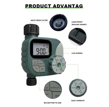 Garden hose watering timer, outlet hose sprinkler timer, programmable hose timer with digital irrigation timer system, battery powered, used for outdoor courtyard, lawn and garden watering
